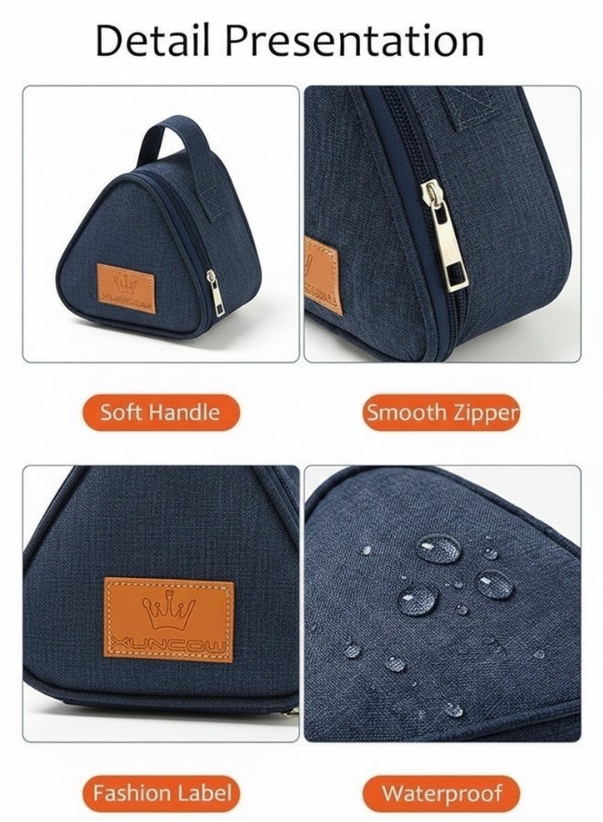 Happy Home Lightweight Insulated Thermal Lunch Bag S22 * 20 * 12 cm – Aluminum Foil Lined Food Bag for Hot and Cold Meals, Waterproof Fabric, Easy to Clean, Portable Handle with Smooth Zipper, Unisex for Adults, Kids, and Students, Blue - Image 2